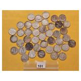 Forty-two Mixed US Silver Dimes