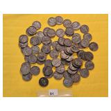 Seventy-one Jefferson Wartime Silver Nickels