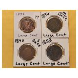 Four Circulated Braided Hair Large Cents