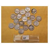 Nineteen US Silver Dimes