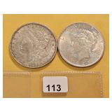 Morgan and Peace Silver Dollars