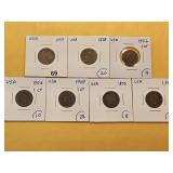 Seven Mixed Circulated US Small Cents