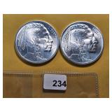 Two 1-Troy Ounce .999 Fine Art Rounds