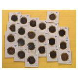 Twenty-two Mixed Canadian Large Cents