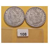 Two Morgan Silver Dollars