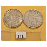 Morgan and Peace Silver Dollars