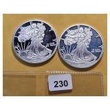 Two Proof 1-Troy Ounce .999 Fine Silver Art...
