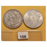 Two Morgan Silver Dollars