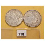 Two Morgan Silver Dollars