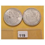 Two 1921 Morgan Silver Dollars
