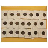 Twenty-one Mixed Indian Head Cents