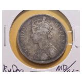 1862 India Silver Rupee