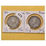 Two Panama Silver Half Balboas