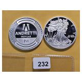Two Proof 1-Troy Ounce .999 Fine Silver Art...