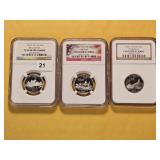 Three NGC Silver Quarters in PF69 Ultra Cam