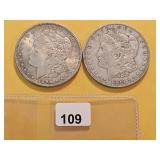 Two Morgan Silver Dollars