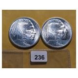 Two 1-Troy Ounce .999 Fine Art Rounds