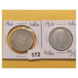 Two India Silver Rupees