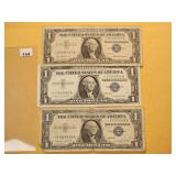 Three Series 1957 $1 Silver Certificate STAR...