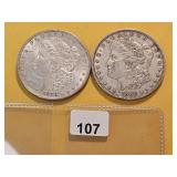 Two Morgan Silver Dollars