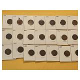 Twenty-one Mixed Indian Head Cents