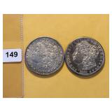 Two AU Morgan Silver Dollars
