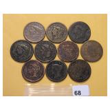 Ten Mixed Large Cents