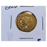 GOLD! Brilliant AU 1912 Indian Head $2.5 Gold