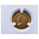 GOLD! NGC 1910 Indian Head $2.5 Gold in AU53