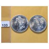 Two AU Morgan Silver Dollars