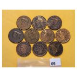 Ten Mixed Large Cents