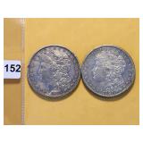 Two AU Morgan Silver Dollars