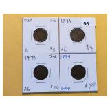 Four Indian Head Cents