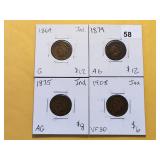 Four Indian Head Cents