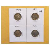Four Buffalo Nickels