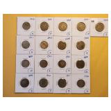 Seventeen Liberty 'V' Nickels