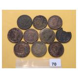 Ten Mixed Large Cents