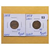 Two 1858 Flying Eagle Cents