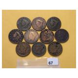Ten Mixed Large Cents
