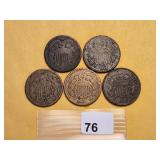 Five Two Cent Pieces