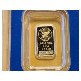 One Gram .999 Fine Gold Bar
