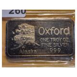 One Troy Ounce .999 Fine Silver Art Bar
