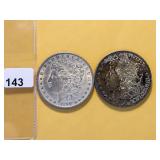Two AU Morgan Silver Dollars