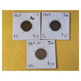 Three Little Better Indian Head Cents