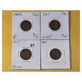 Four Mixed Indian Head Cents