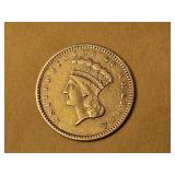GOLD! Bright AU 1857 Gold Dollar