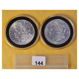 Two Brilliant AU Morgan Silver Dollars