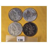 Four Lightly Circulated Morgan Silver Dollars