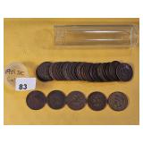 Half Roll of Twenty-nine 1909 Indian Head Cents
