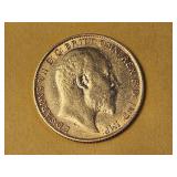 GOLD! Bright AU 1909 British 1/2 Sovereign